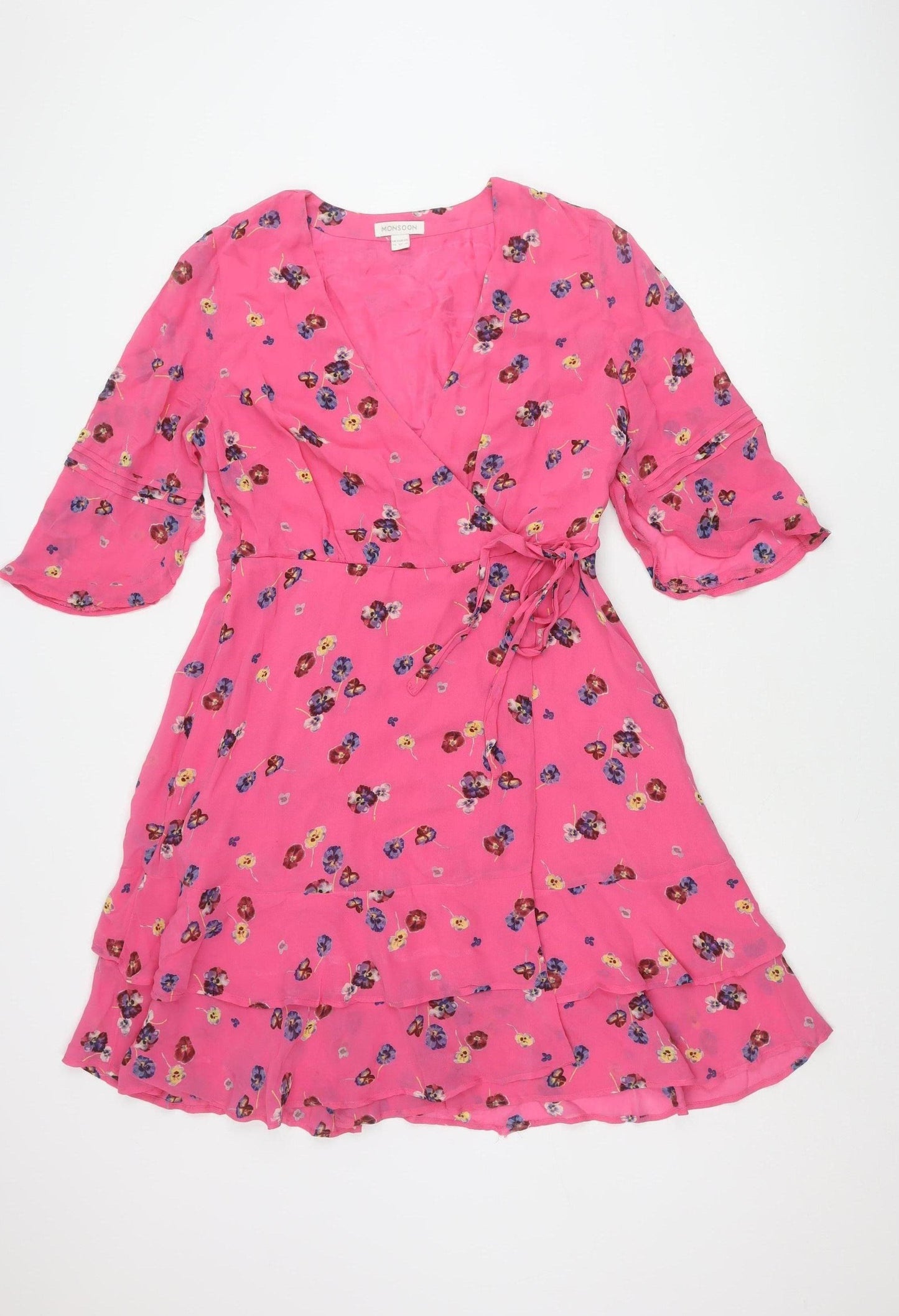 Monsoon Women's Pink Floral Dress Size 14