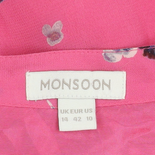 Monsoon Women's Pink Floral Dress Size 14
