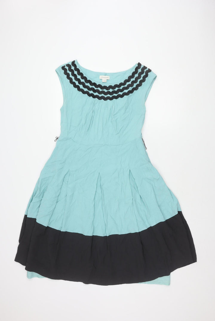 Monsoon Women's Blue Black Colourblock Dress 12