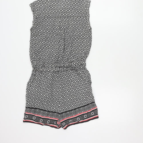 New Look Women's Black Geometric Playsuit Size 8