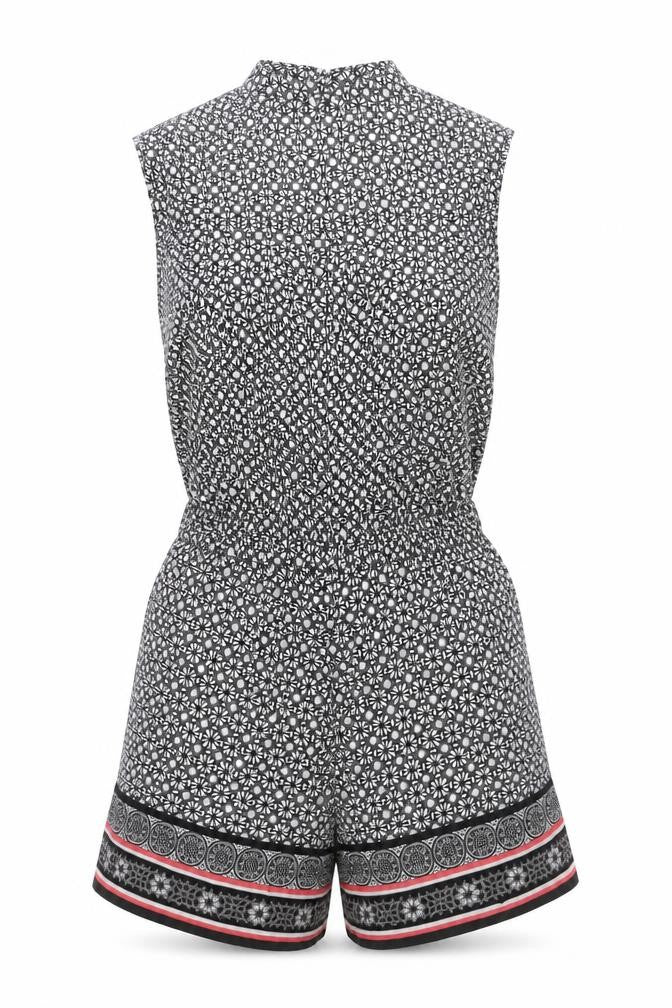 Front view of New Look Women's Black Geometric Playsuit, size 8