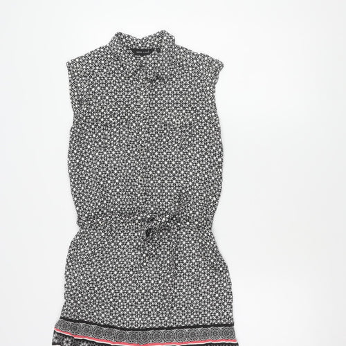 New Look Women's Black Geometric Playsuit Size 8