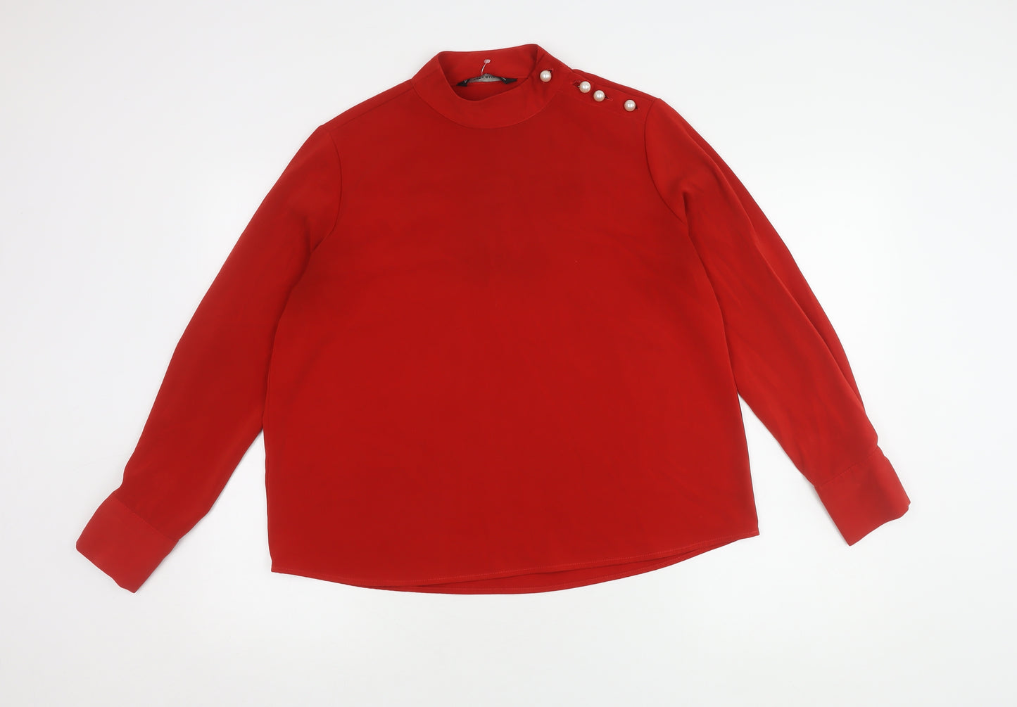 Zara Basic Red Women's High Neck Blouse Size 14