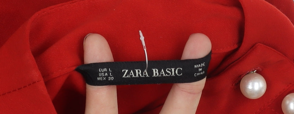 Zara Basic Red Women's High Neck Blouse Size 14