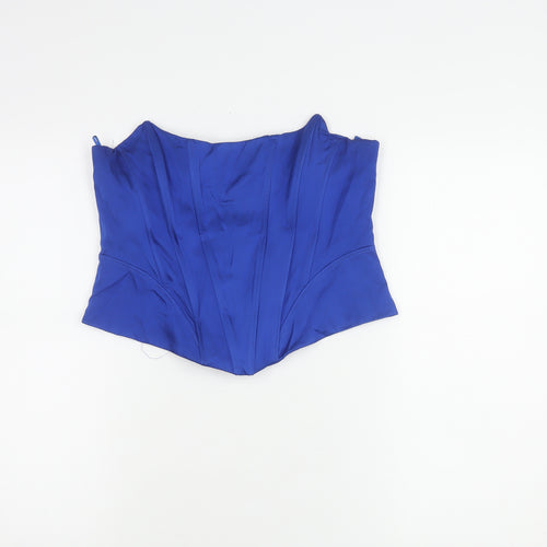 Zara Women Blue Corset-style Top UK Size 12 with Zip Detail