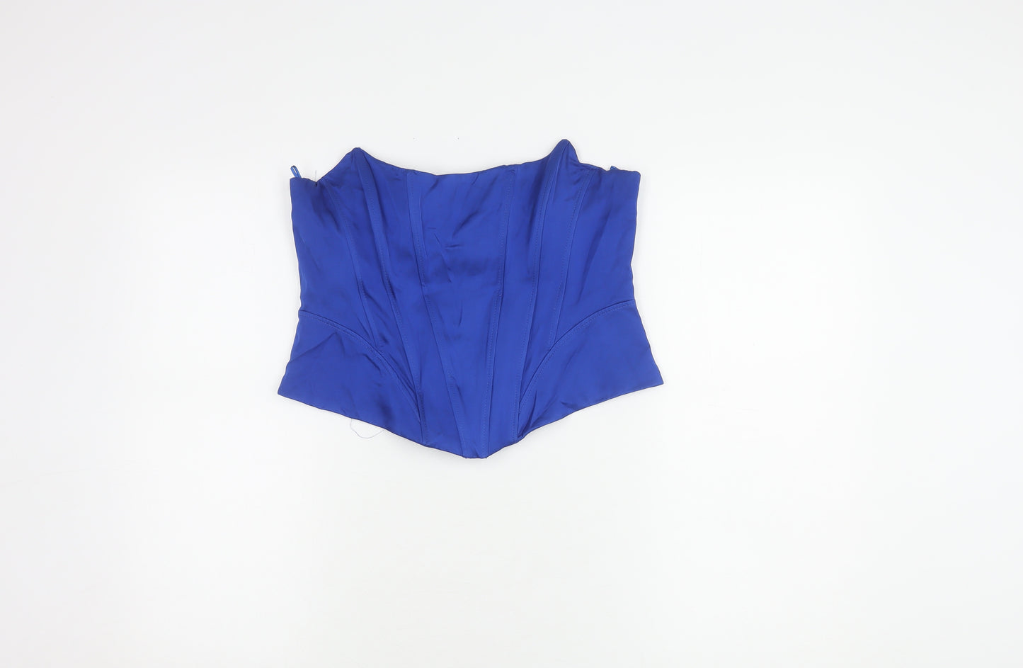 Zara Women Blue Corset-style Top UK Size 12 with Zip Detail