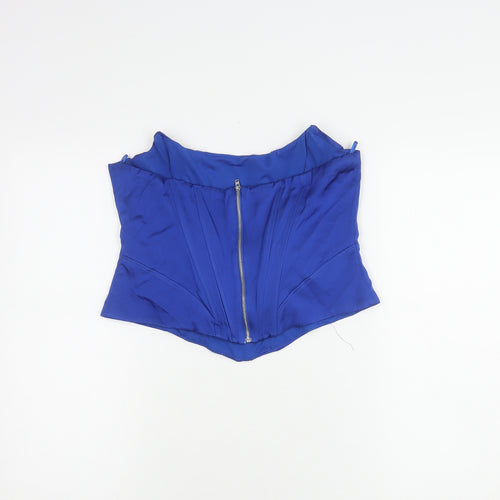 Zara Women Blue Corset-style Top UK Size 12 with Zip Detail