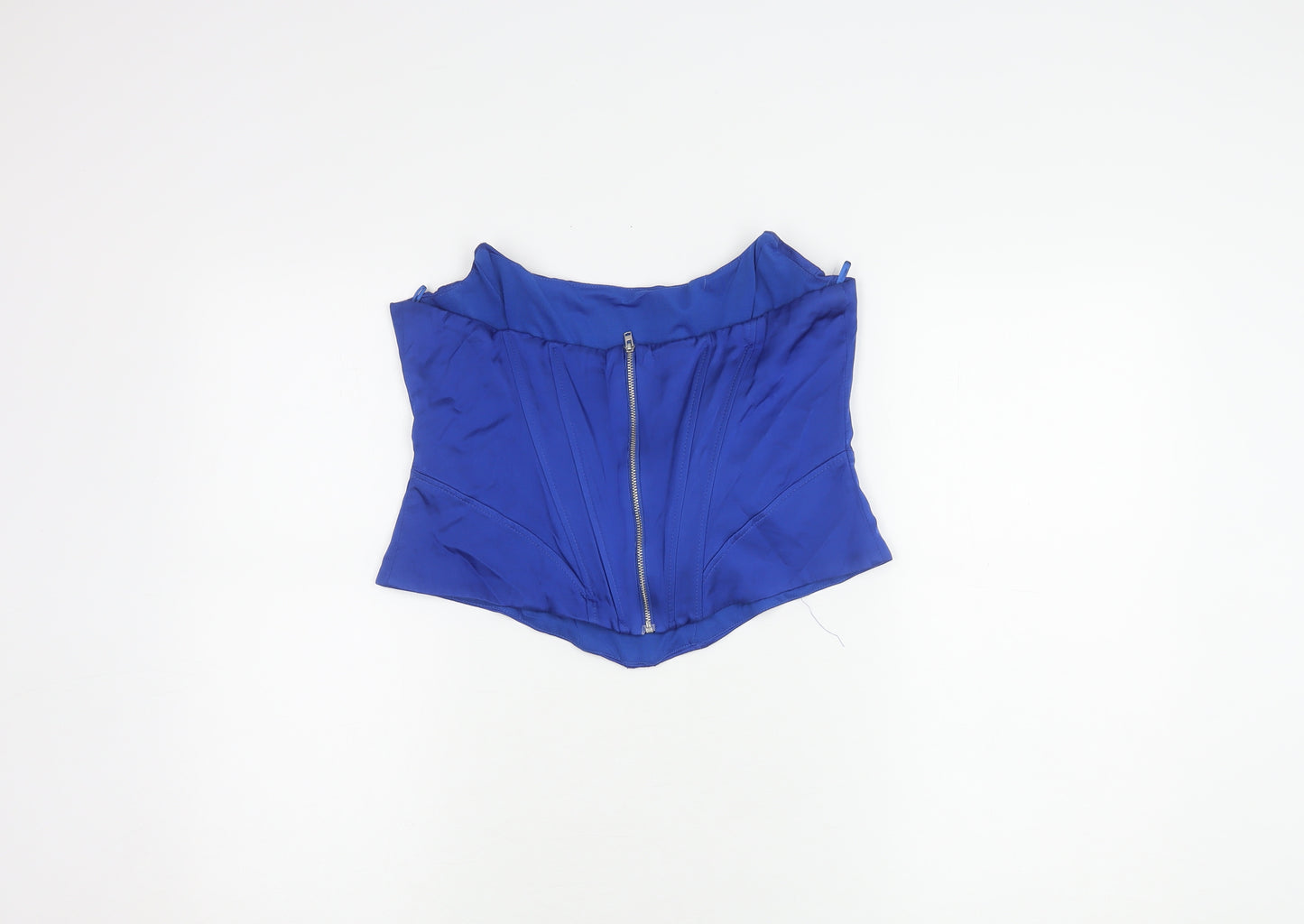 Zara Women Blue Corset-style Top UK Size 12 with Zip Detail