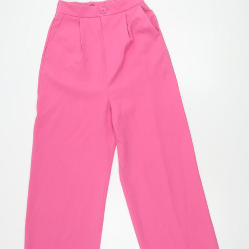 Stradivarius Women's Pink Wide-Leg Trousers Size 8