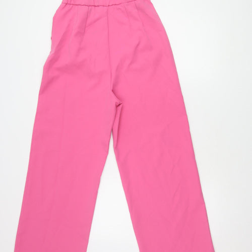 Stradivarius Women's Pink Wide-Leg Trousers Size 8