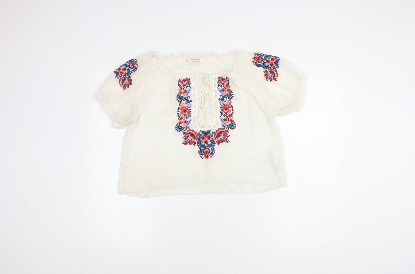 Miss Selfridge Women's White Embroidered Blouse UK 10