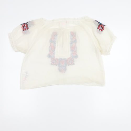 Miss Selfridge Women's White Embroidered Blouse UK 10