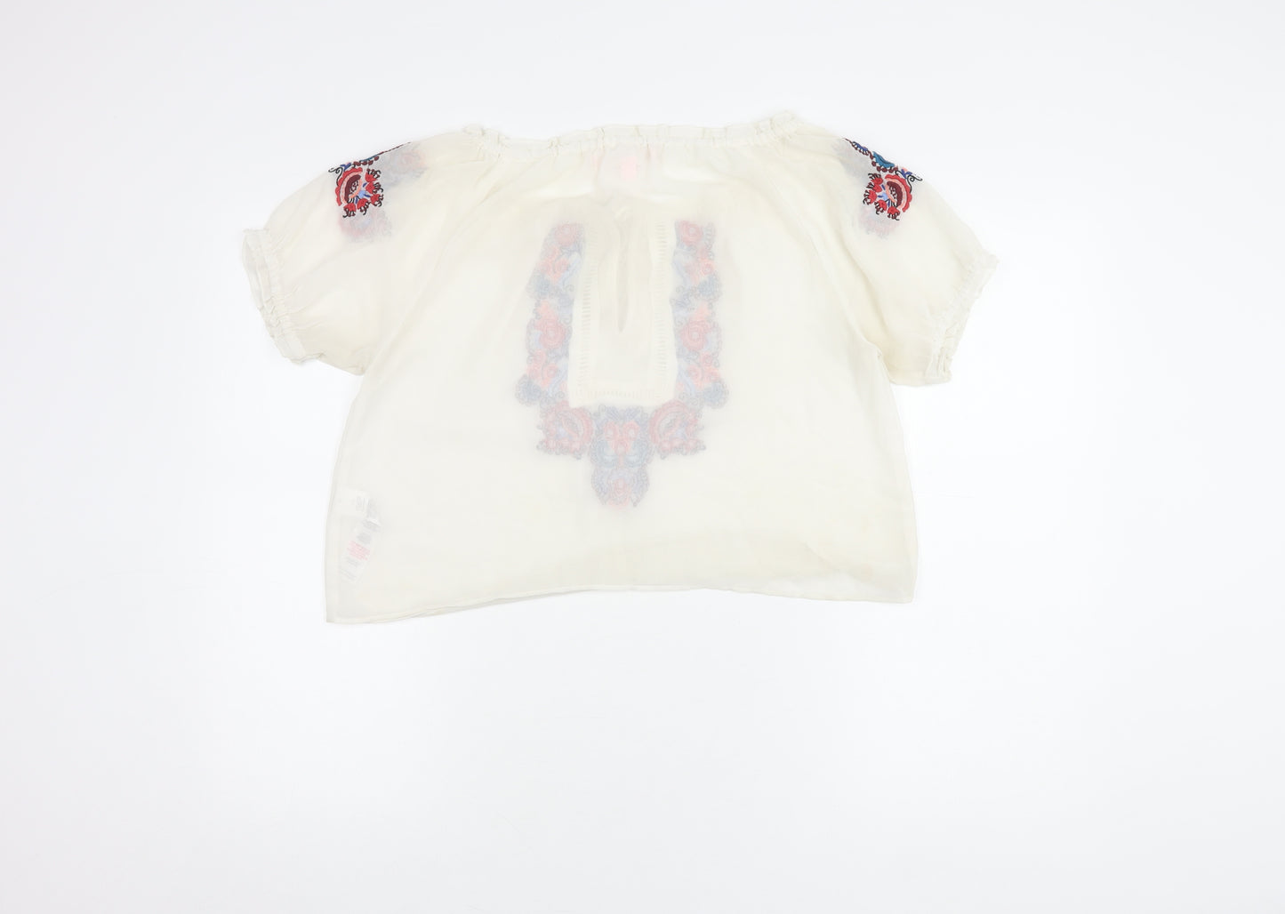 Miss Selfridge Women's White Embroidered Blouse UK 10