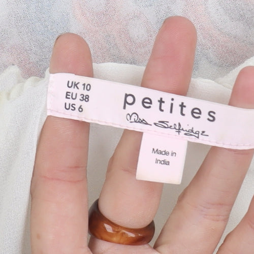 Miss Selfridge Women's White Embroidered Blouse UK 10