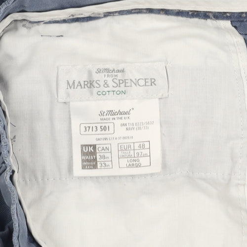 Marks and Spencer Men's Blue Chino Trousers 38