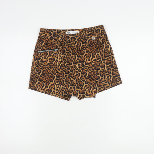 Zara Women's Brown Animal Print Shorts Size 4