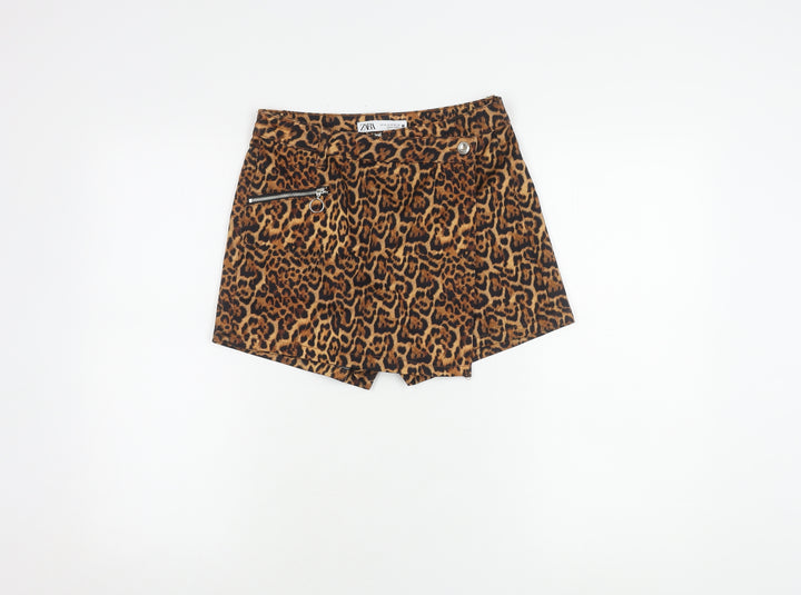 Zara Women's Brown Animal Print Shorts Size 4