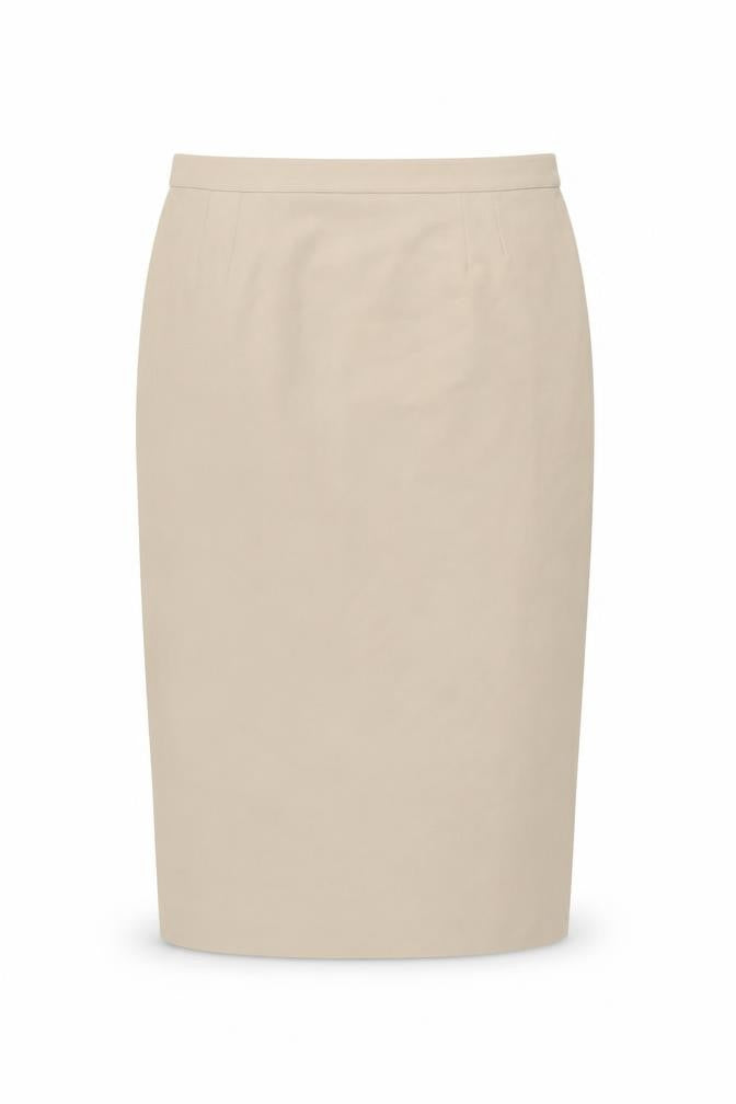 Front view of Marina Rinaldi Women's Beige Midi Pencil Skirt