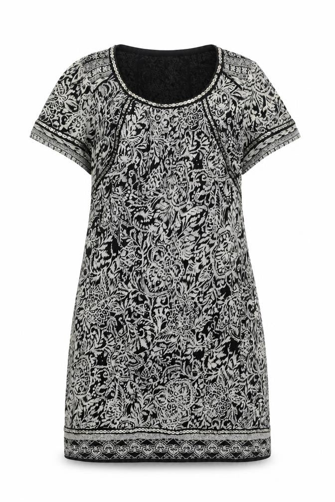 Front view of Monsoon Black Floral Sequin Dress, Women's, size 8