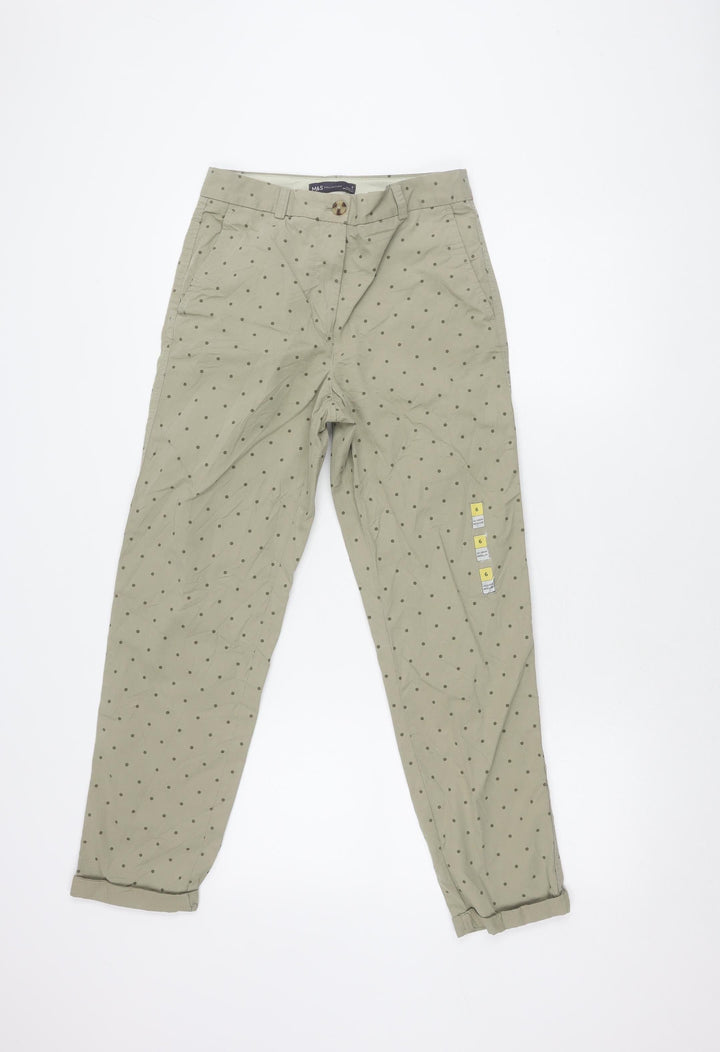 Marks and Spencer Women's Beige Polka Dot Trousers Size 6