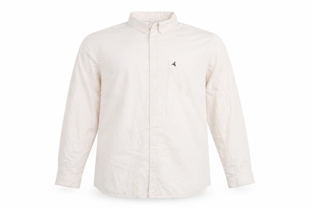 Front view of Next Men's Ivory Long Sleeve Button-Up Shirt