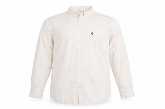 Front view of Next Men's Ivory Long Sleeve Button-Up Shirt