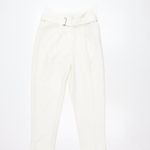 Topshop Women’s White Trousers, Size 10, Belted, Casual