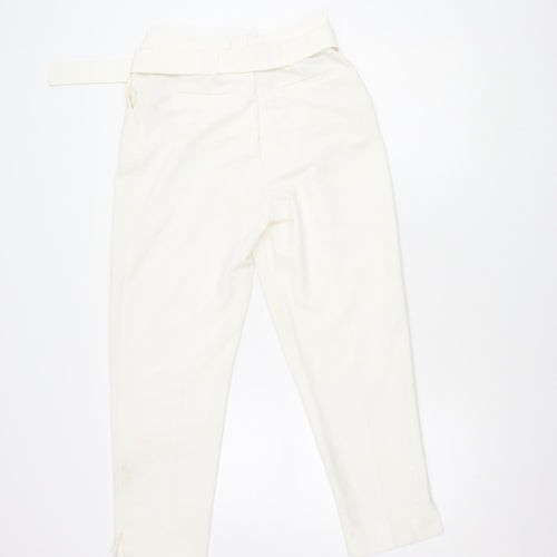Topshop Women’s White Trousers, Size 10, Belted, Casual