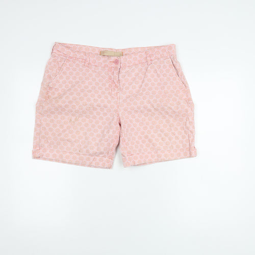 Next Women's Pink Chino Shorts Size 14 - Geometric Pattern