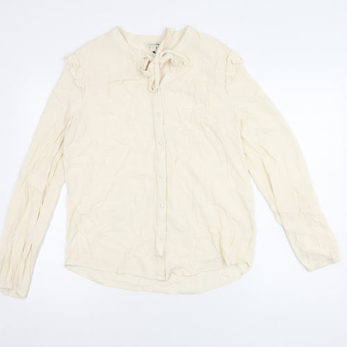 Monsoon Women's Ivory Blouse, M, Long Sleeve, Button-Up
