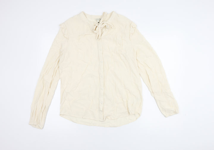Monsoon Women's Ivory Blouse, M, Long Sleeve, Button-Up