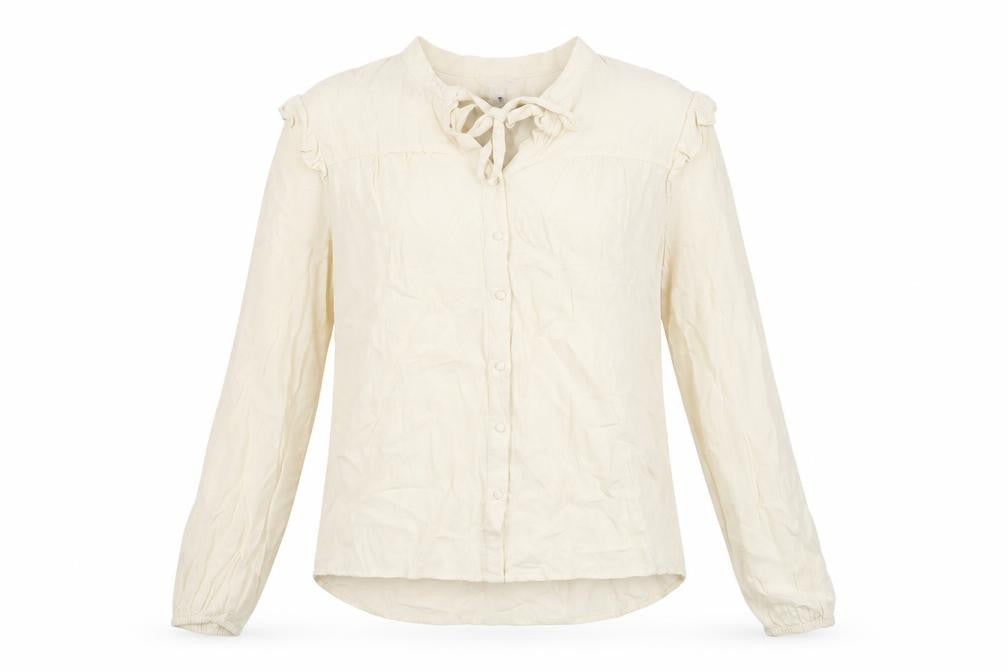 Front view of Monsoon Women's Ivory Blouse, M, Long Sleeve, Button-Up