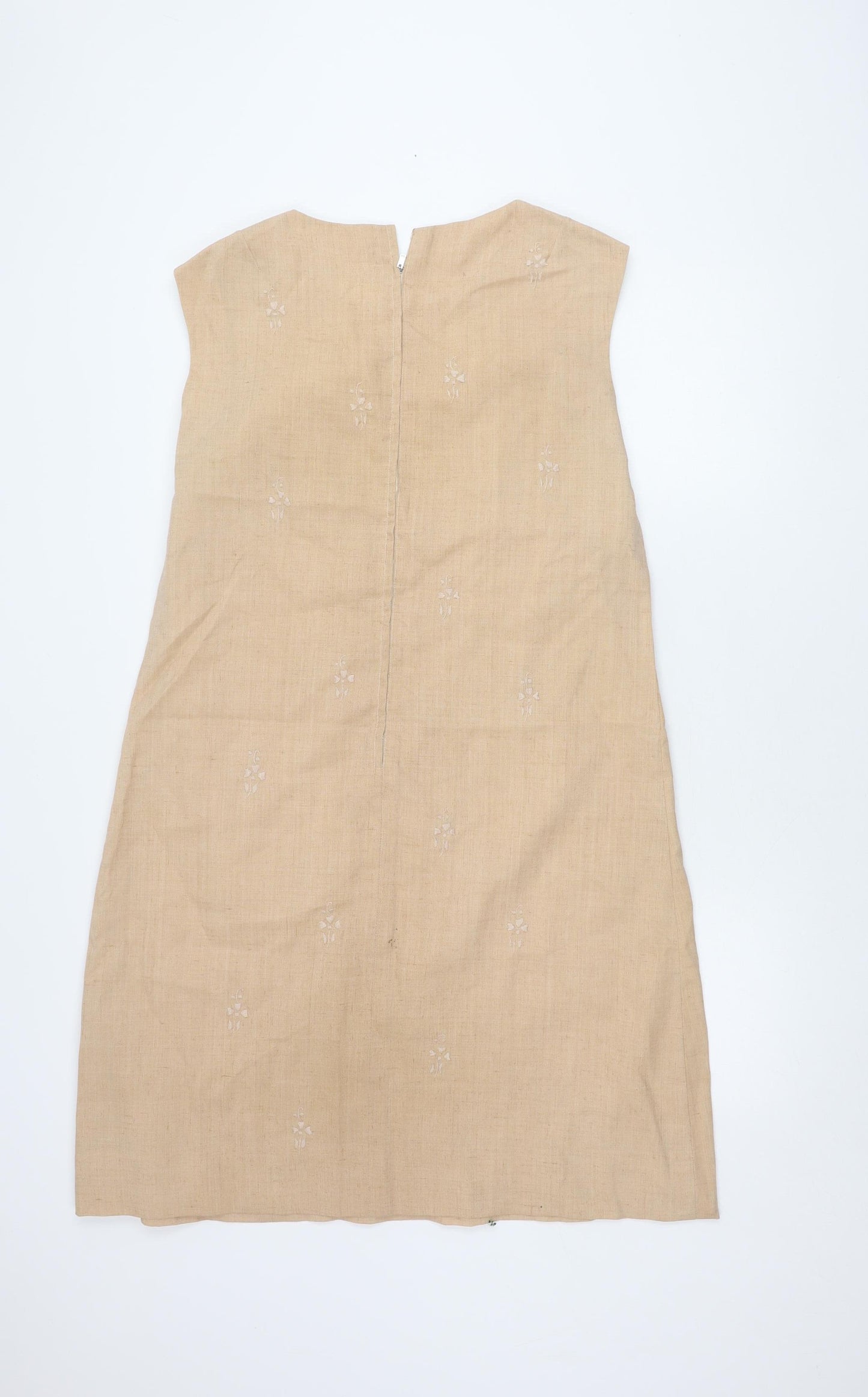 Tesoros Women's Beige Floral Sleeveless Dress