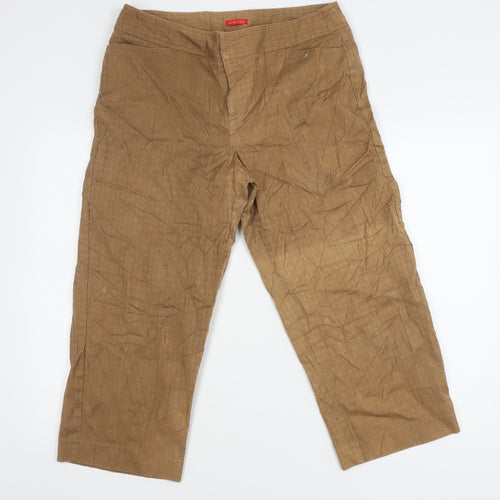 Anne Klein Women's Brown Geometric Stretch Trousers Size 12