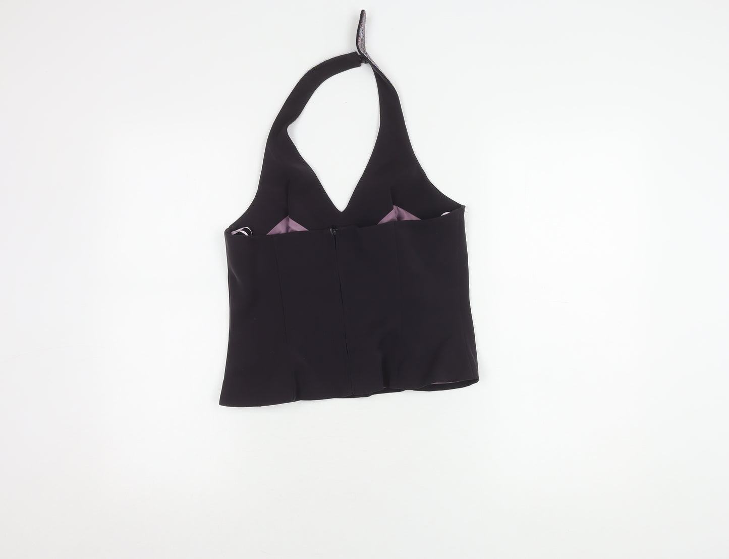 Next Women's Black Beaded Halter Blouse Size 12