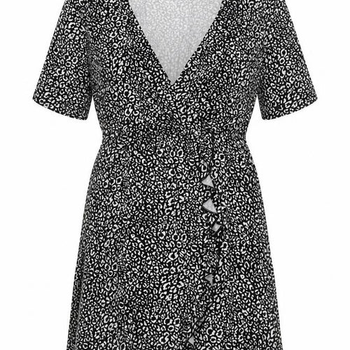 Stradivarius Women's Black Animal Print Dress Size 12