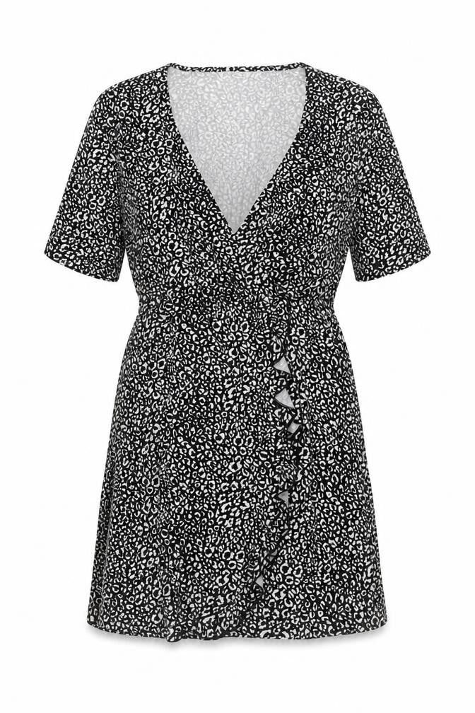 Stradivarius Women's Black Animal Print Dress Size 12