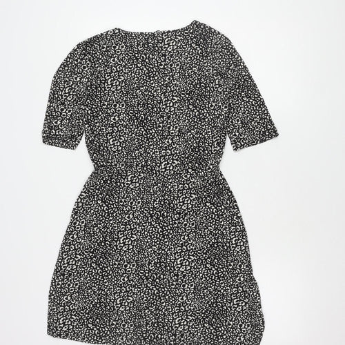 Stradivarius Women's Black Animal Print Dress Size 12