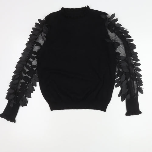 QED London Women's Black Pullover Jumper S with Embroidery