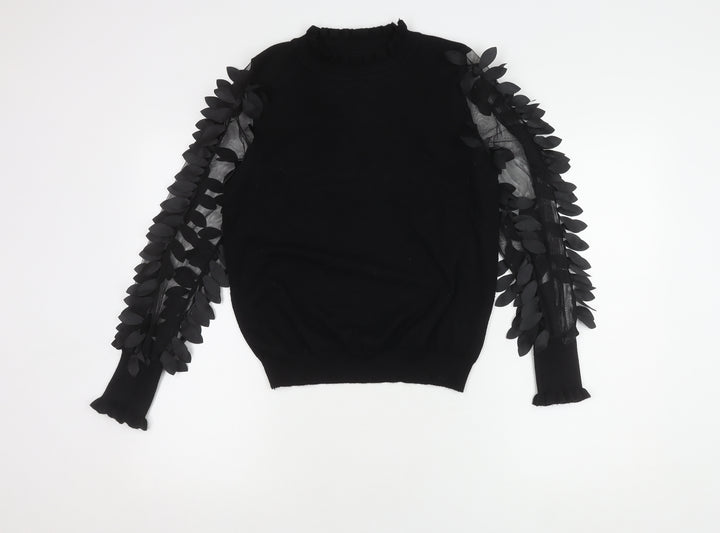 QED London Women's Black Pullover Jumper S with Embroidery