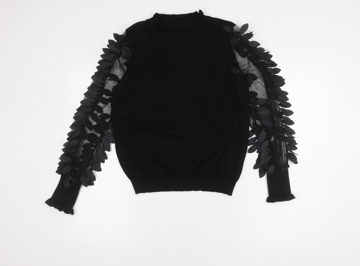 QED London Women's Black Pullover Jumper S with Embroidery