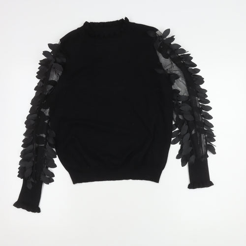 QED London Women's Black Pullover Jumper S with Embroidery