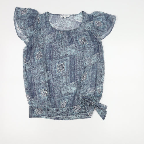 Debenhams Women's Blue Tunic Blouse, Size 12, Geometric Design