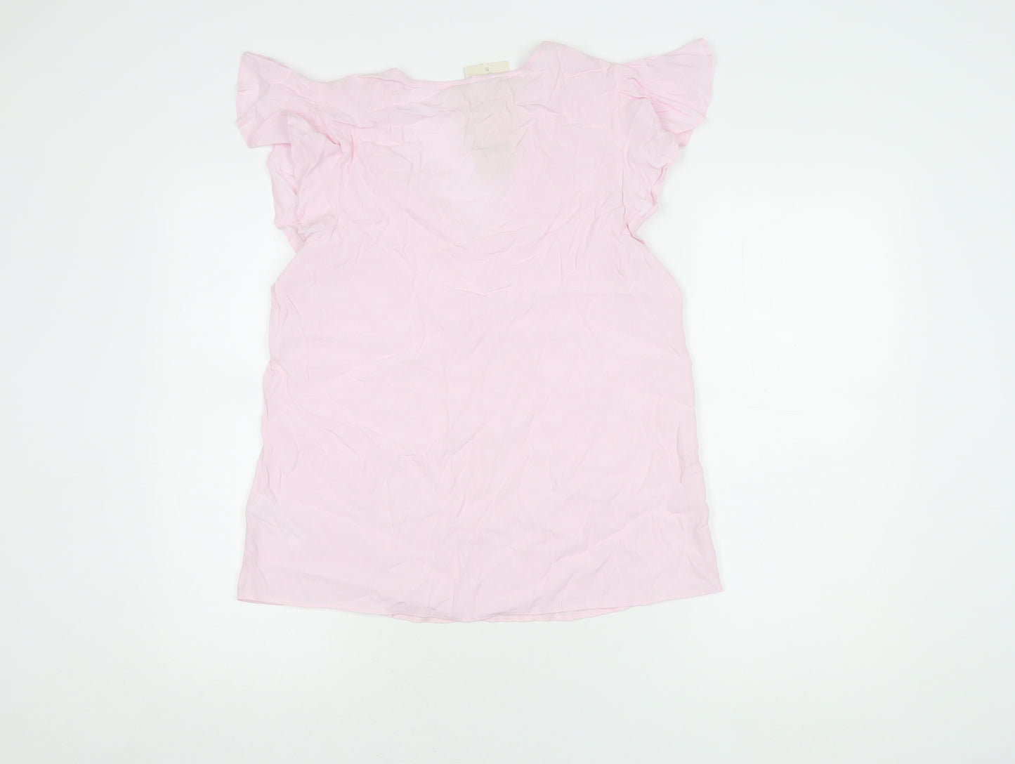 Monsoon Women's Pink V-Neck Flutter Sleeve Top