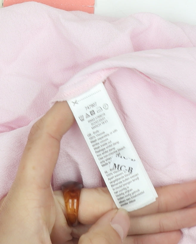 Monsoon Women's Pink V-Neck Flutter Sleeve Top