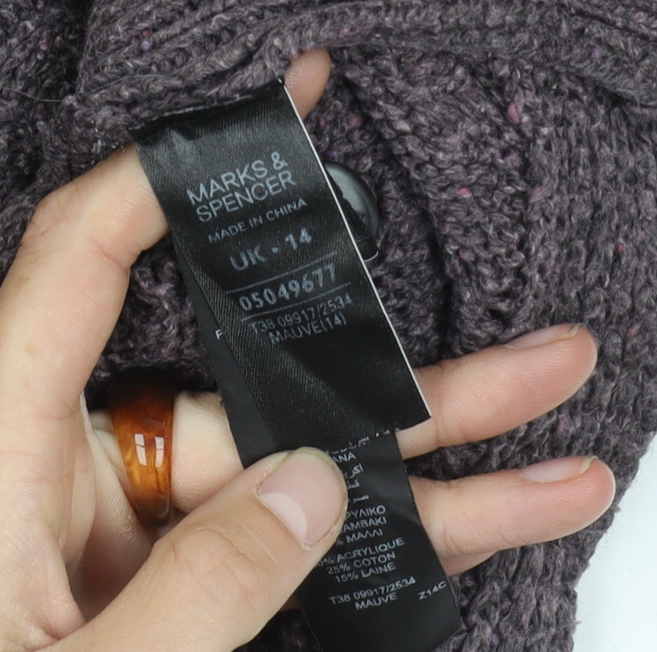 Marks and Spencer Women's Purple Roll Neck Jumper