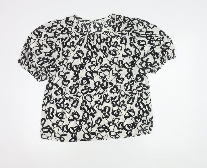 Marks and Spencer Women's Black Floral Blouse Size 12