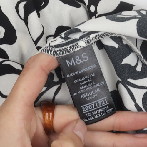 Marks and Spencer Women's Black Floral Blouse Size 12