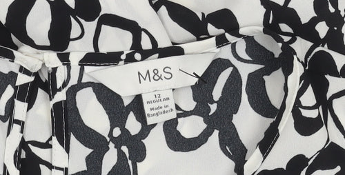 Marks and Spencer Women's Black Floral Blouse Size 12