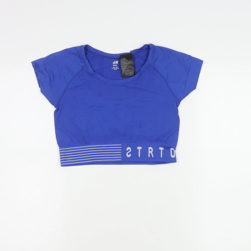 H&M Women's Blue Cropped Sport Top Size 12